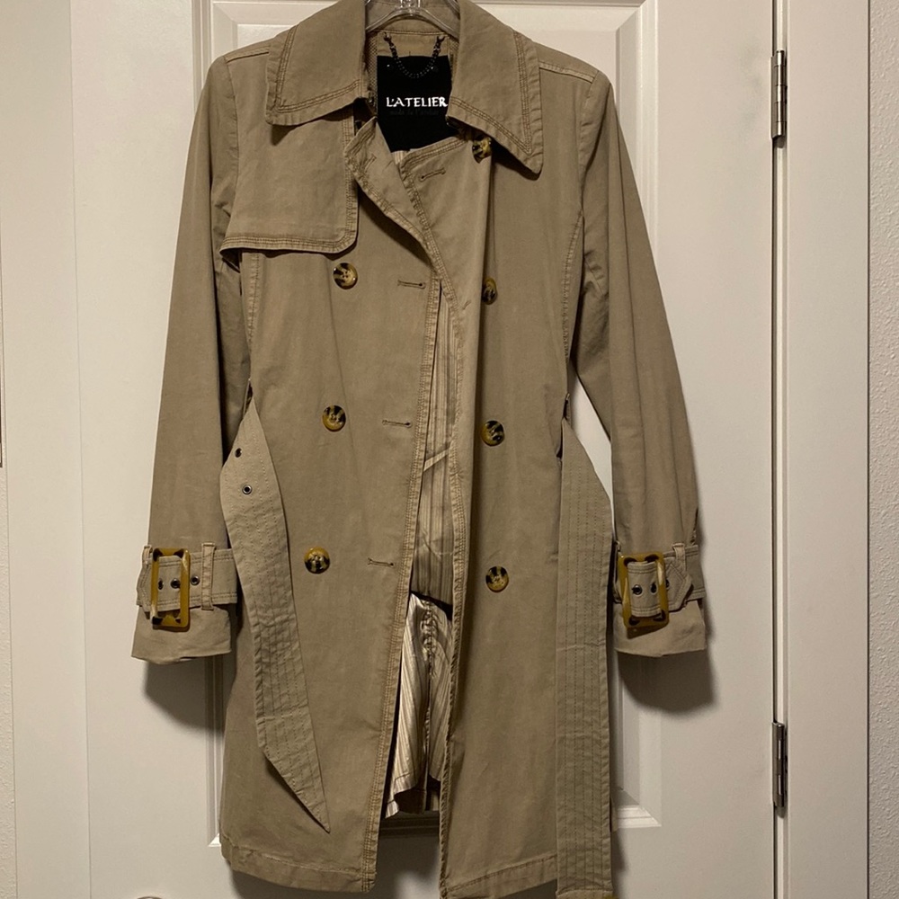 L’Atelier light weight mid length trench coat